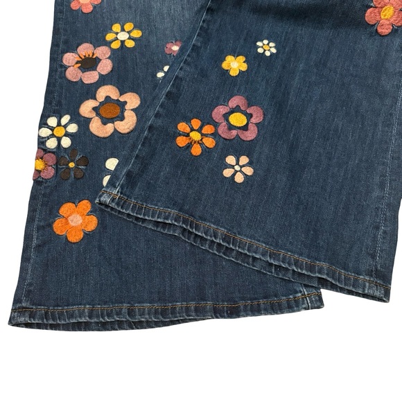 NWOT, Driftwood Mona X Boogie Nights High Rise Floral Embroidered Flare Jeans - Picture 14 of 16